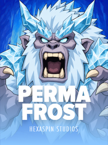 Permafrost by Hexaspin Studios. Cover art of a roaring ice-crusted yeti with glowing blue eyes and frozen shards jutting from its shoulders, against a deep blue sky.